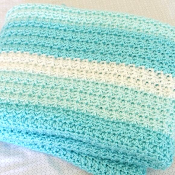 Dolphin Blues / Crochet Afghan Blanket / Soft Silky Yarn - Picture 10 of 15